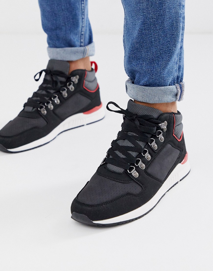Brave Soul hiking style trainers in black