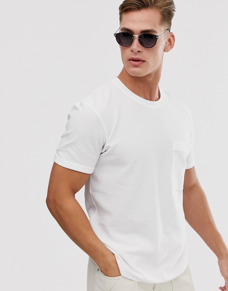 Selected Homme boxy fit t-shirt in ribbed cotton