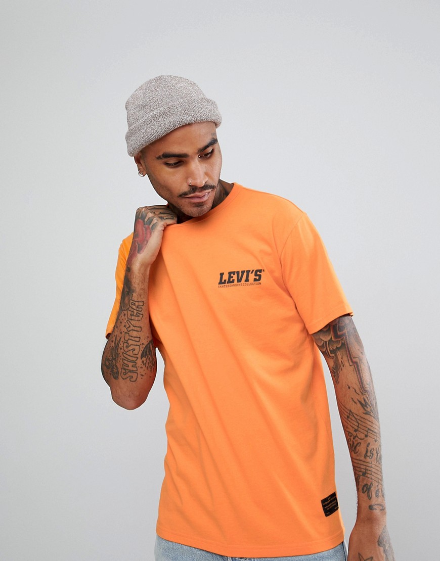 Levis Skateboarding T-Shirt With Chest Logo In Orange - Orange