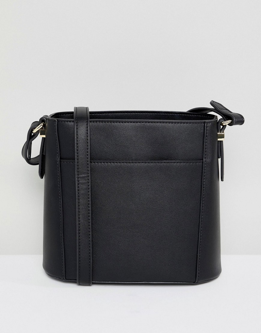 Accessorize drawstring crossbody bucket bag in black