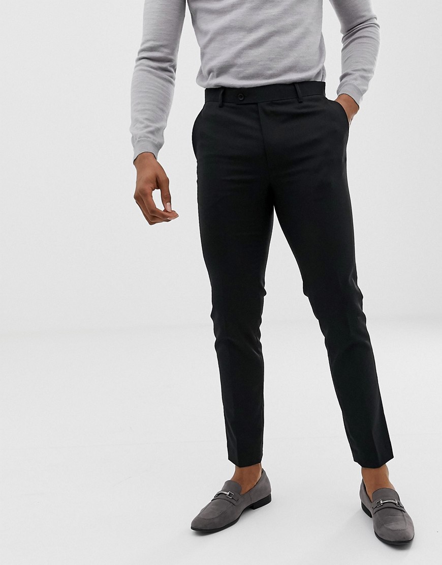 Avail London skinny suit trousers in black