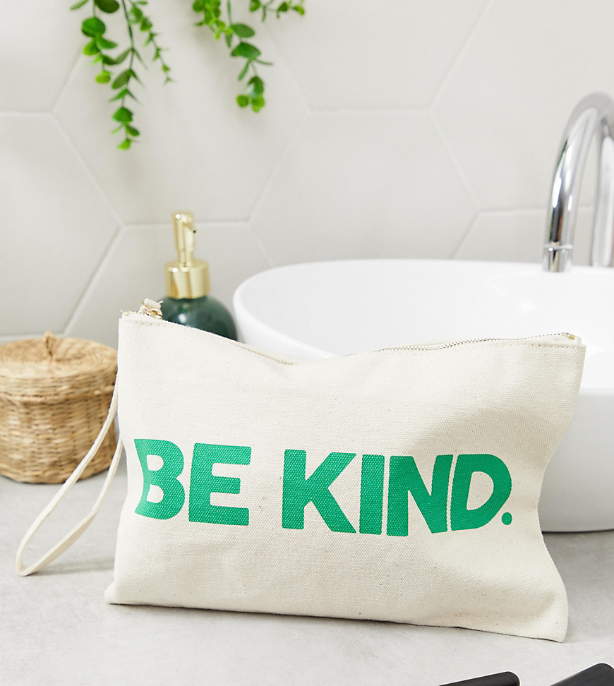 Monki recycled cotton make up bag in off white