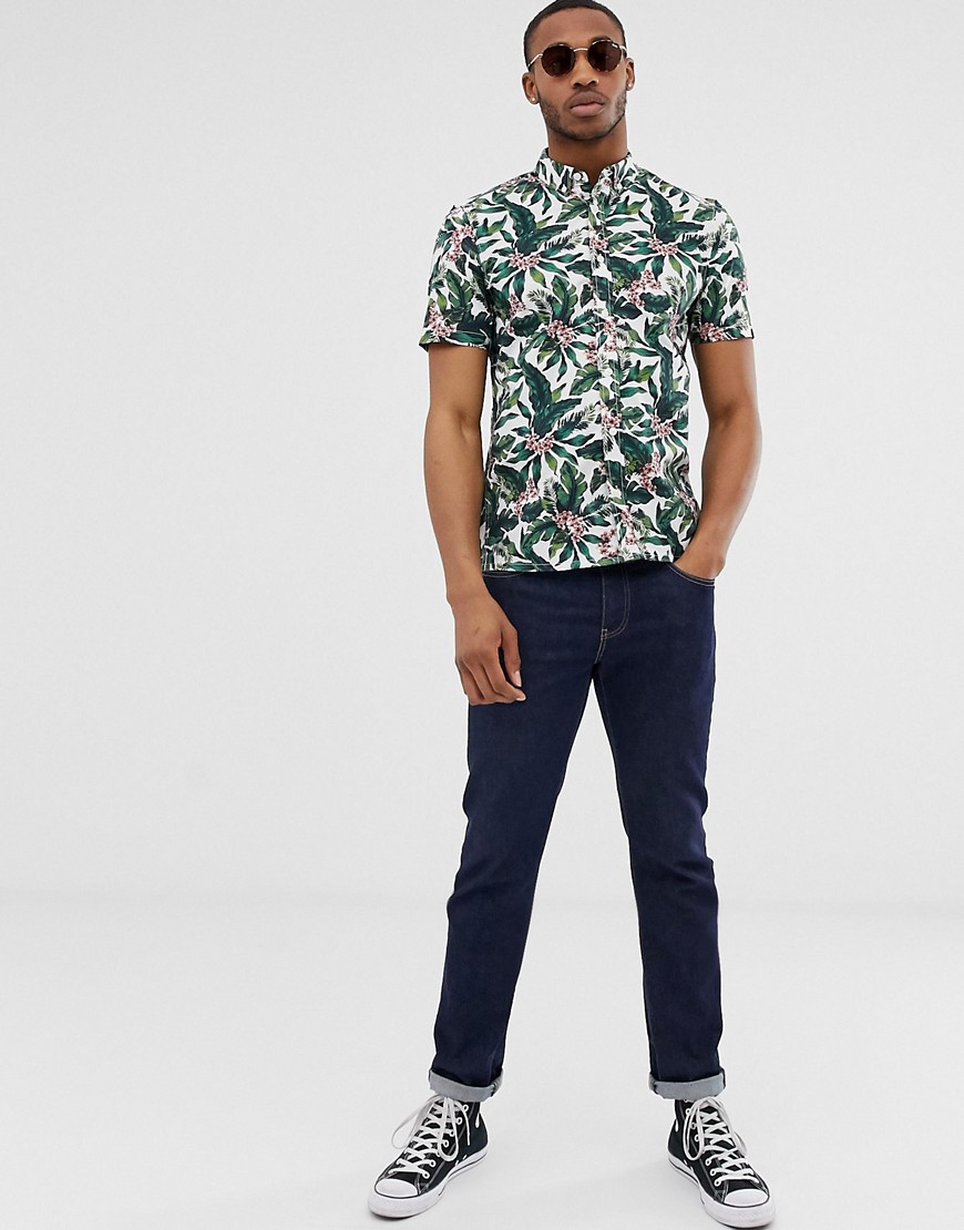 Burton Menswear shirt with green floral print