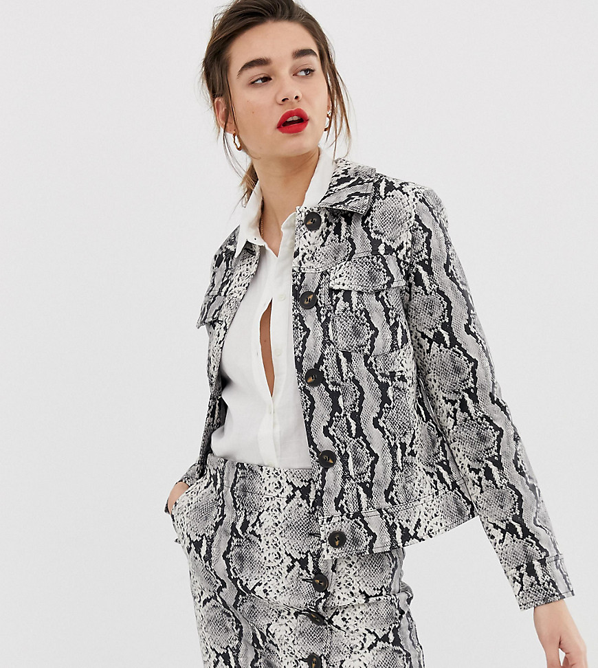 Warehouse faux leather jacket in snake print