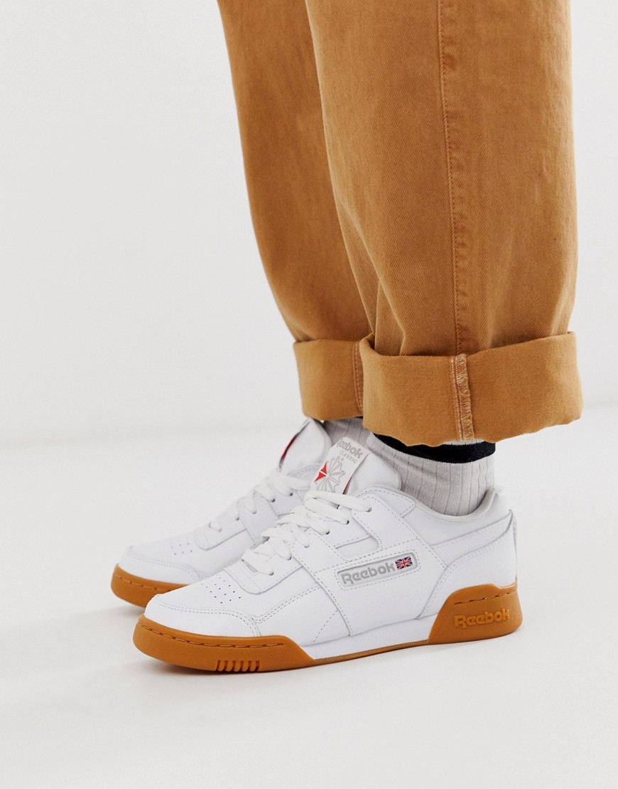 Reebok Classic Workout Sneakers With Gum Sole-white | ModeSens