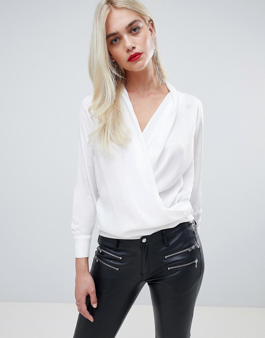 Outrageous Fortune wrap front blouse in ivory