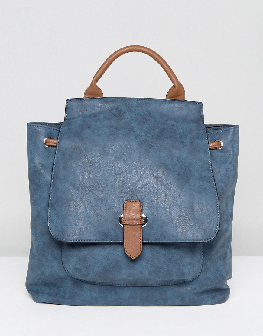 Liquorish Backpack With Top Handle - Blue/tan