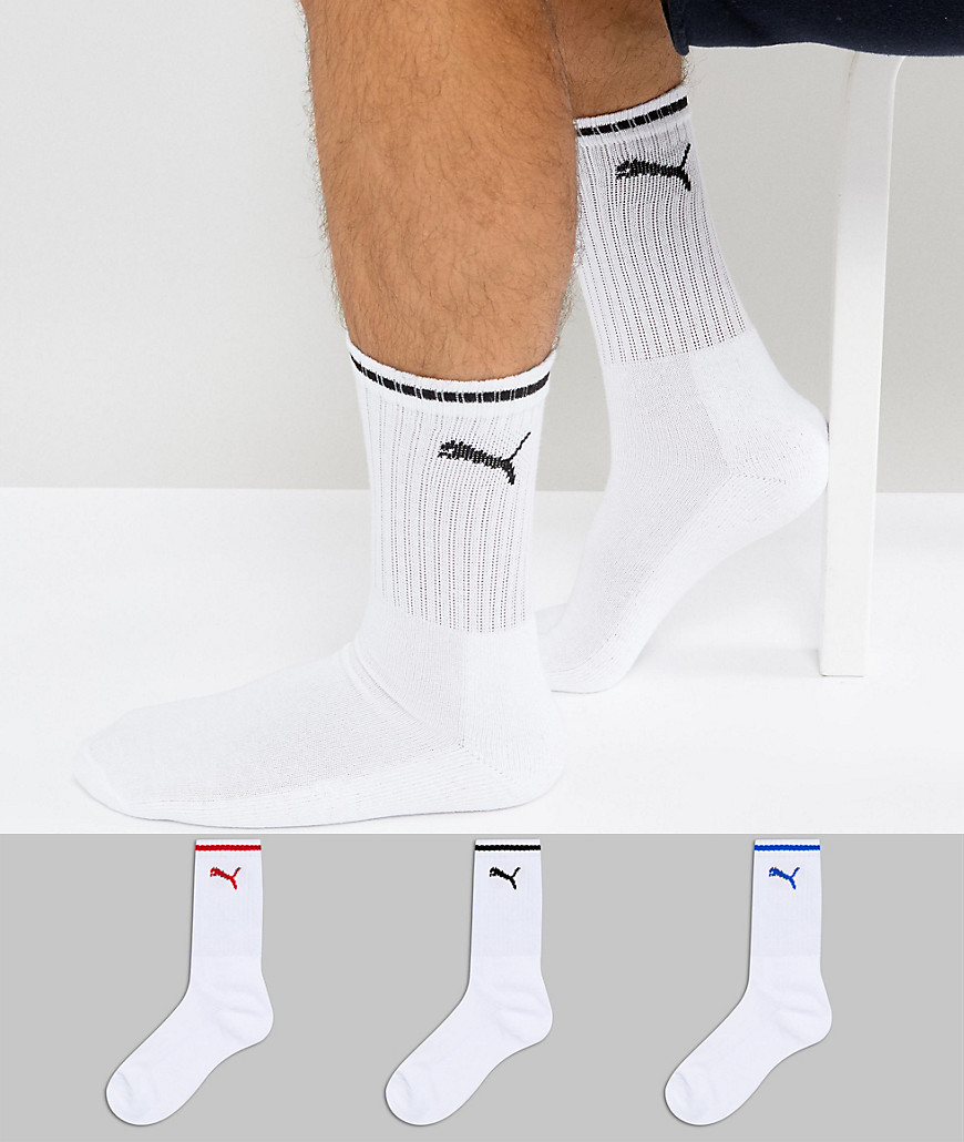 Puma 3 pack socks in white