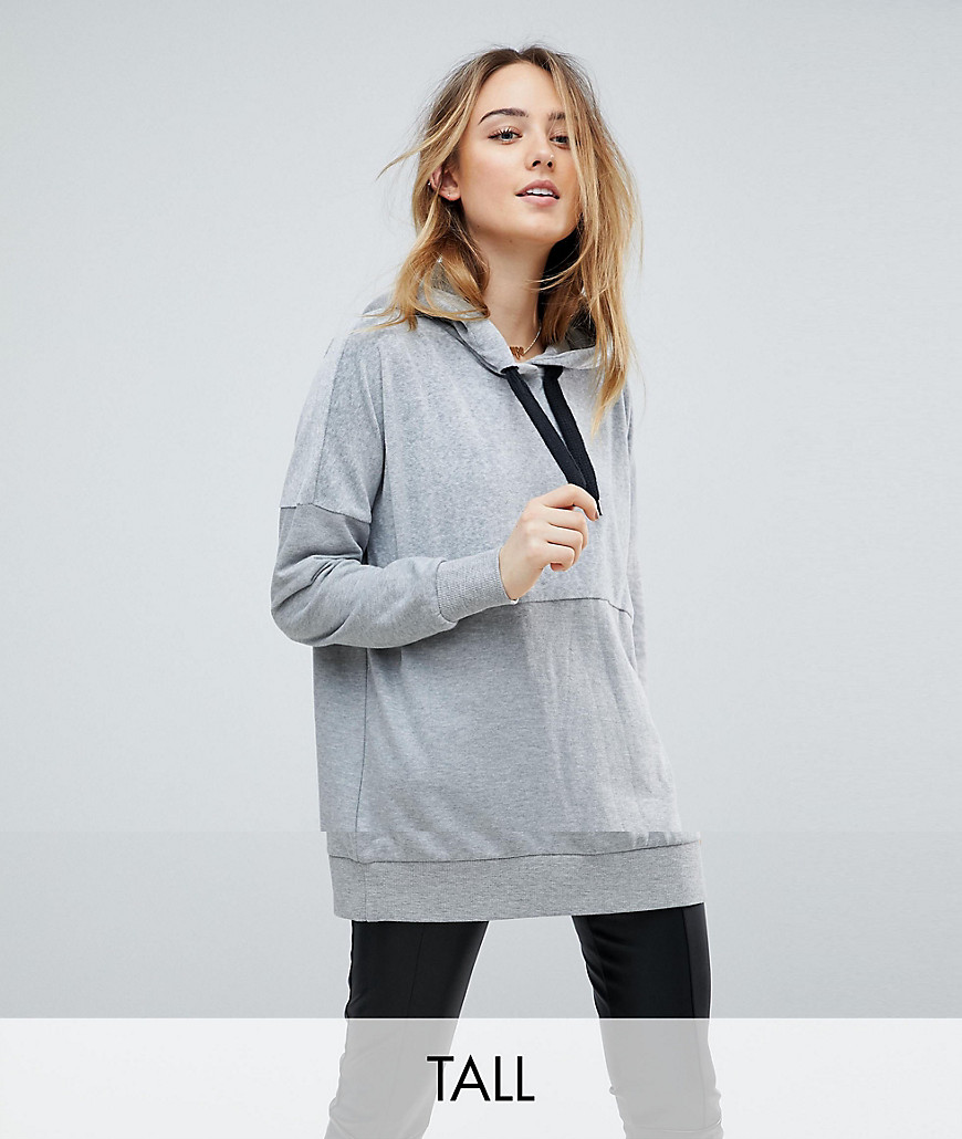 Noisy May Tall Oversized Long Hoodie Sweater - Grey