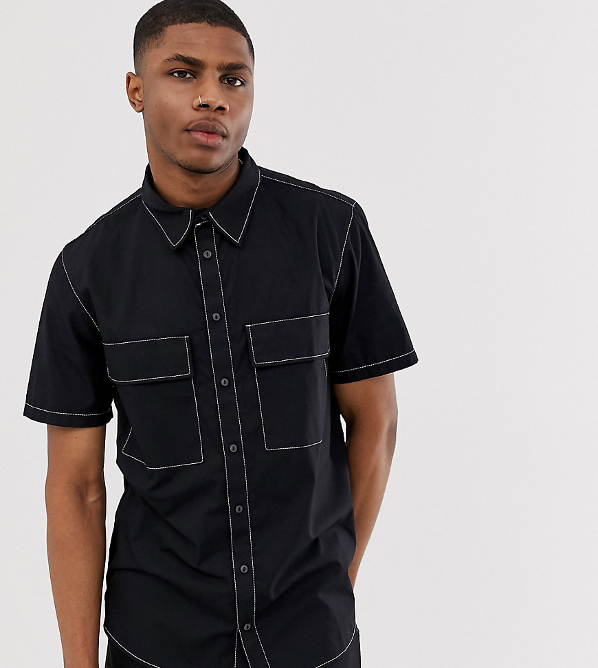 The Ragged Priest oversized utility shirt with contrast stitching co-ord