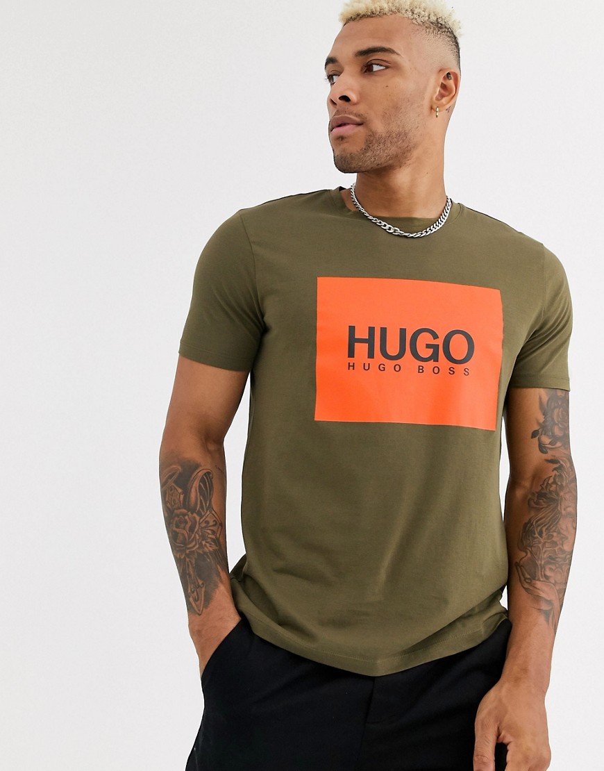 HUGO Dolive box logo t-shirt in khaki