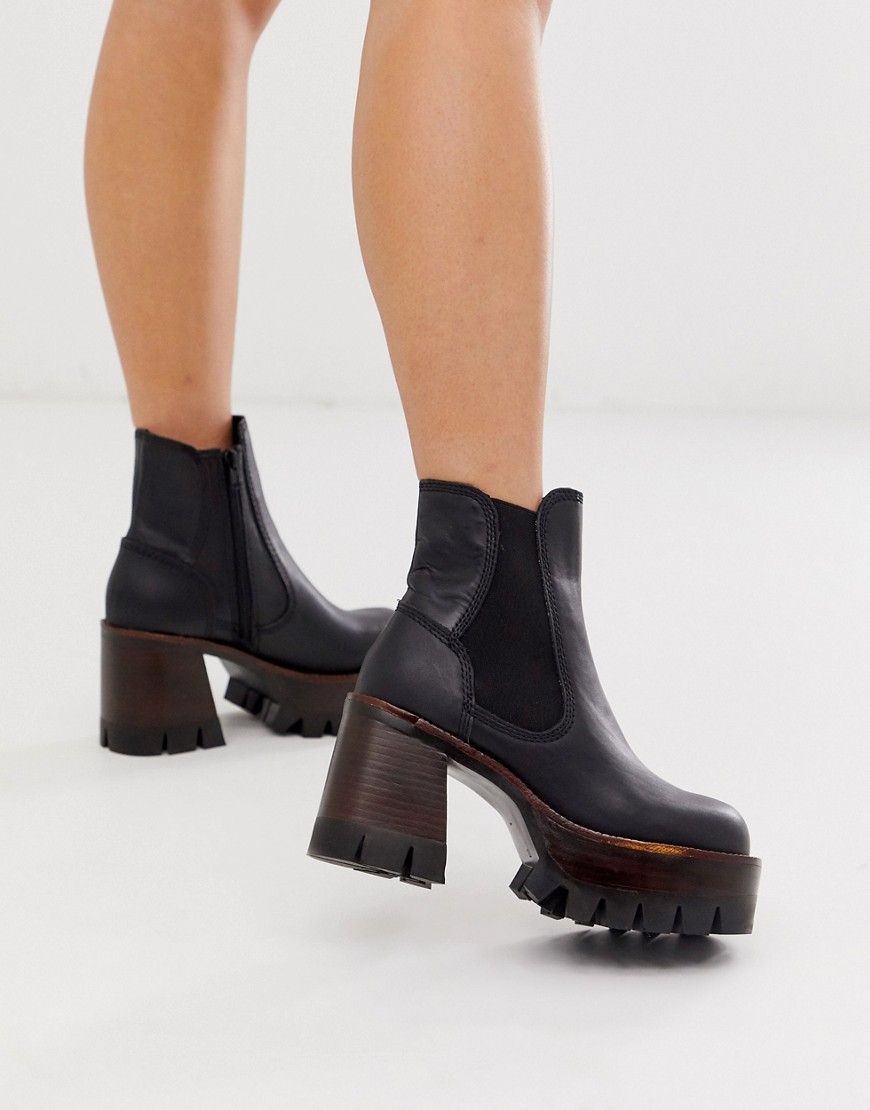Jeffrey Campbell leather stacked platform chelsea boot