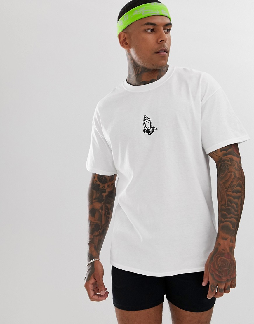 HNR LDN embroidered pray t-shirt in oversized