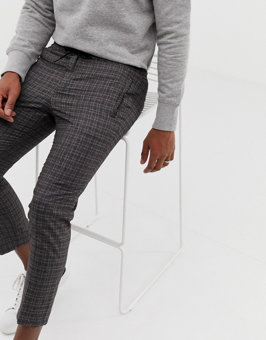 New Look skinny fit smart joggers in grey check