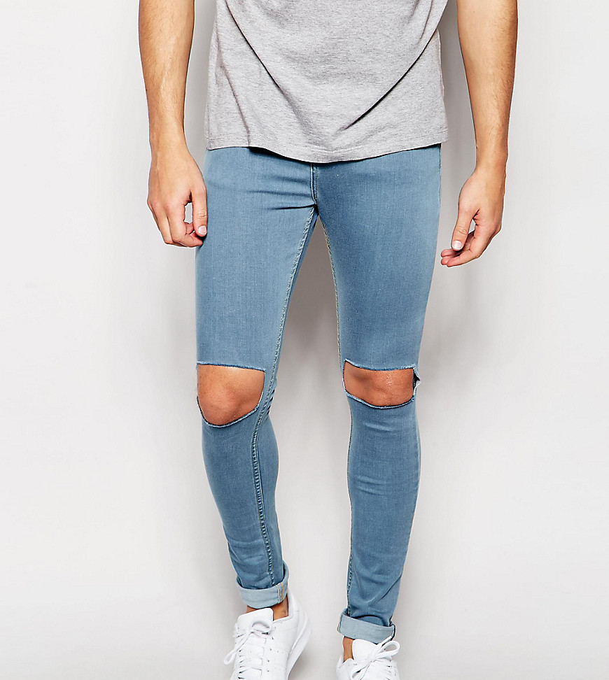 Reclaimed Vintage Super Skinny Jeans With Knee Cut Outs - Light wash