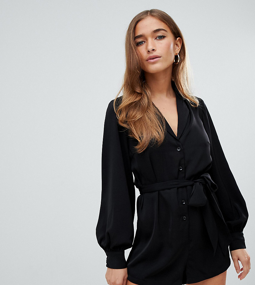 Fashion Union petite relaxed playsuit with collar detail