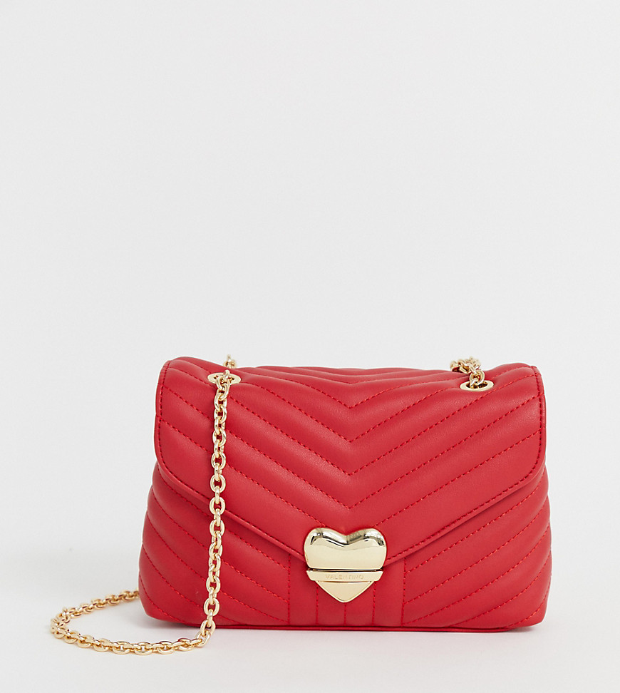 Valentino by Mario Valentino red quilted heart lock detail cross body bag