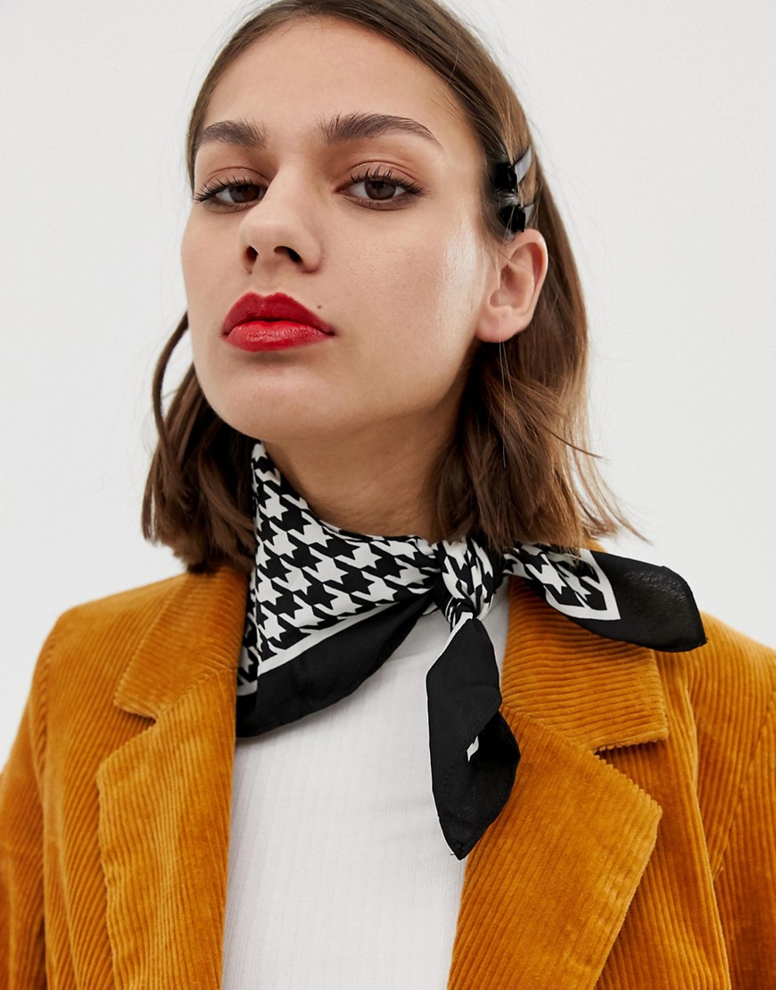 Pieces houndstooth print scarf