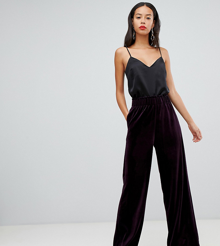 Y.A.S Tall high waisted velvet cropped trouser