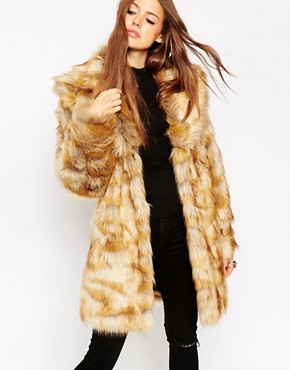 ASOS Coat in Pelted Vintage Faux Fur & Shawl Collar