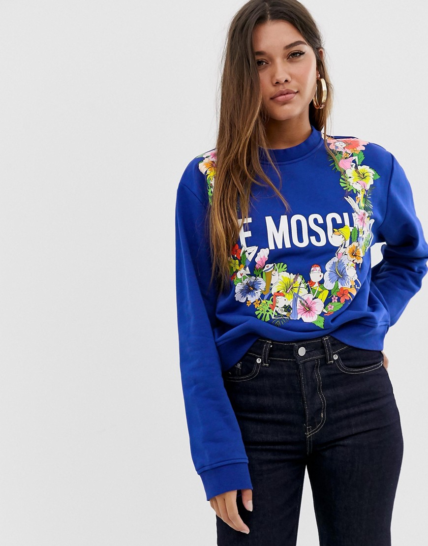 Love Moschino tropical floral print logo sweatshirt