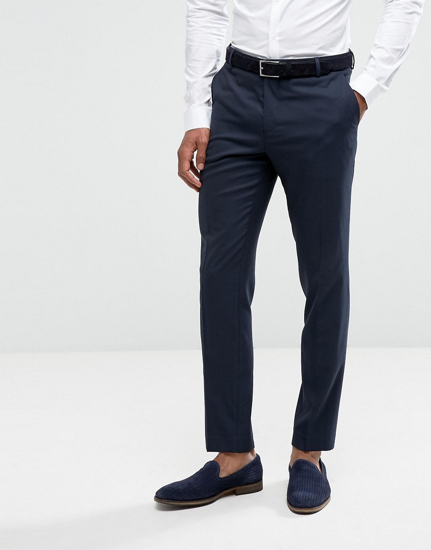 Jack & Jones Premium Slim Suit Trouser in Texture - Dark navy