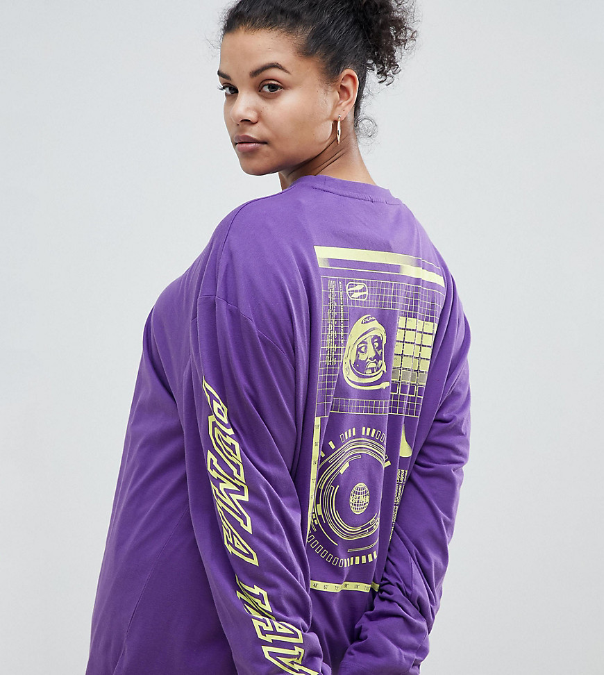 Puma Exclusive To ASOS Plus Long Sleeve T-Shirt With Neon Back Graphic In Purple - Purple / lime