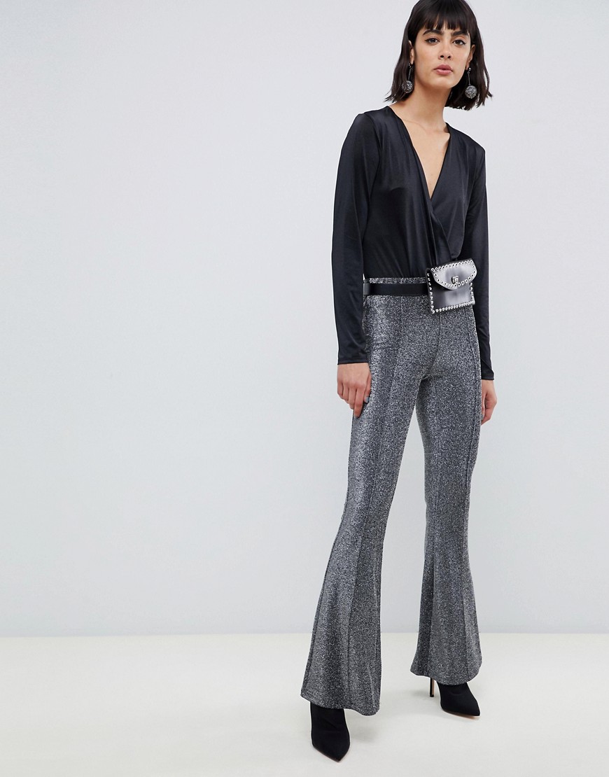 Pieces Wide Leg Glitter Trousers