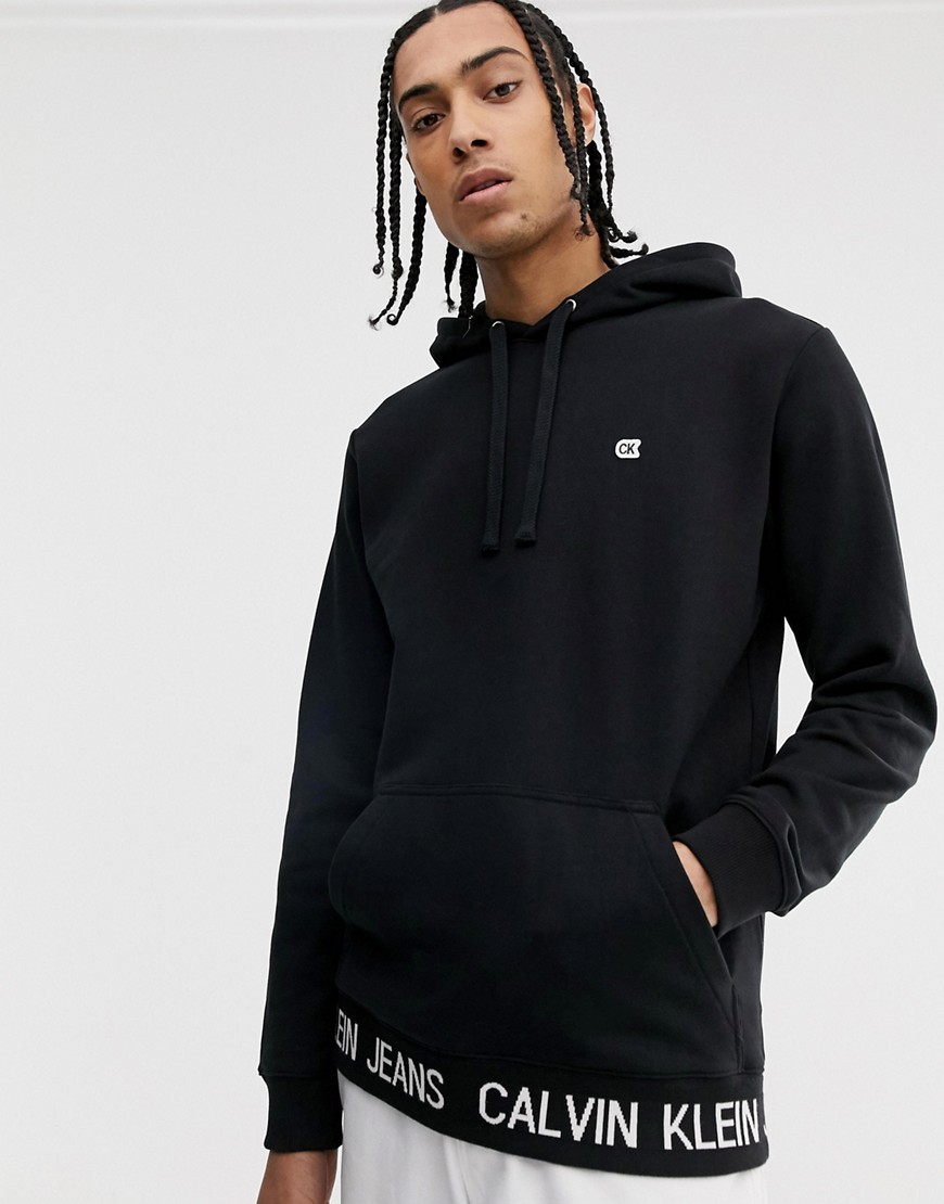 Calvin Klein Jeans institutional logo waistband hoodie in black