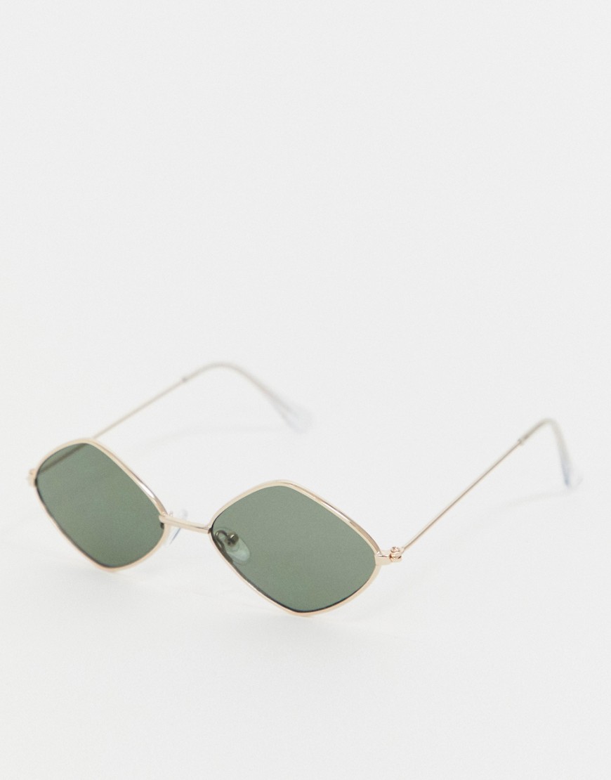 Reclaimed Vintage Inspired diamond sunglasses in gold exclusive to ASOS