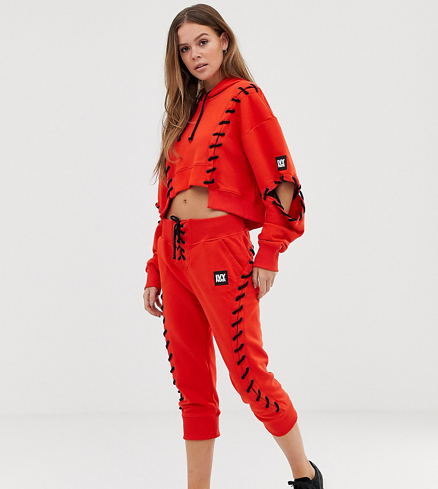 Ivy Park craft lace up joggers in red