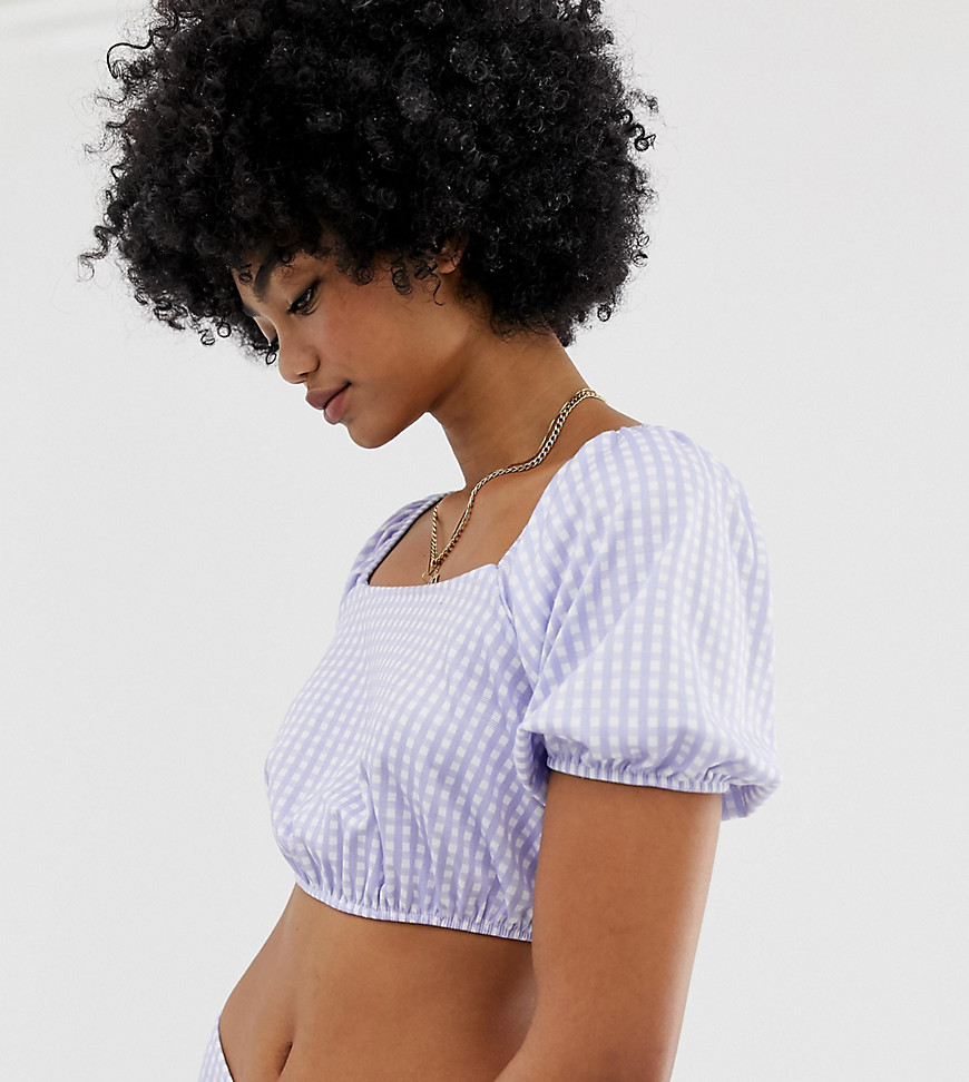 Another Reason square neck crop top in gingham co-ord
