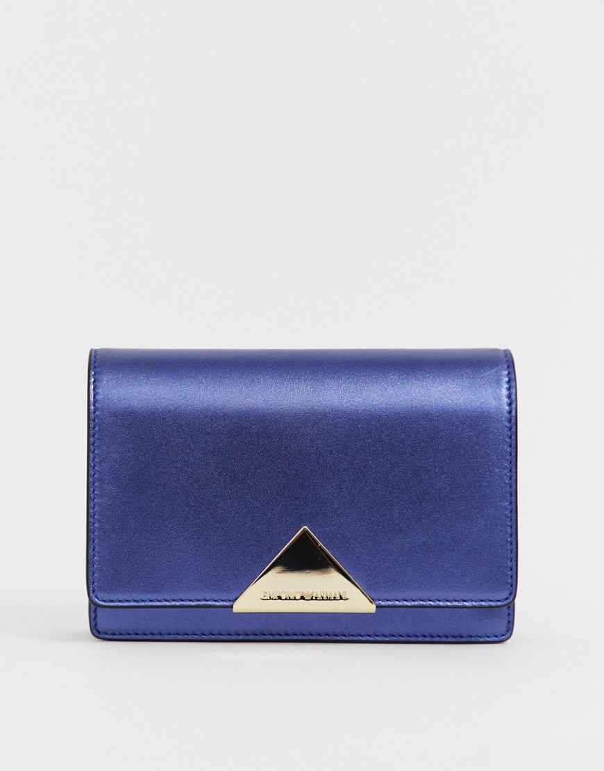 Emporio Armani Real Leather Small Chain Bag in Navy