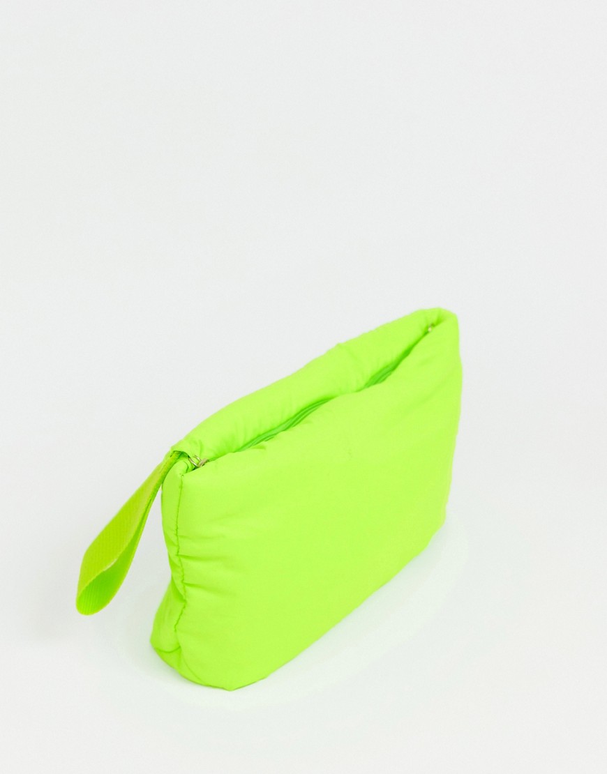 ASOS DESIGN padded clutch bag in neon
