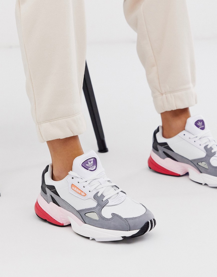 Adidas Originals Falcon Sneakers In White And Gray