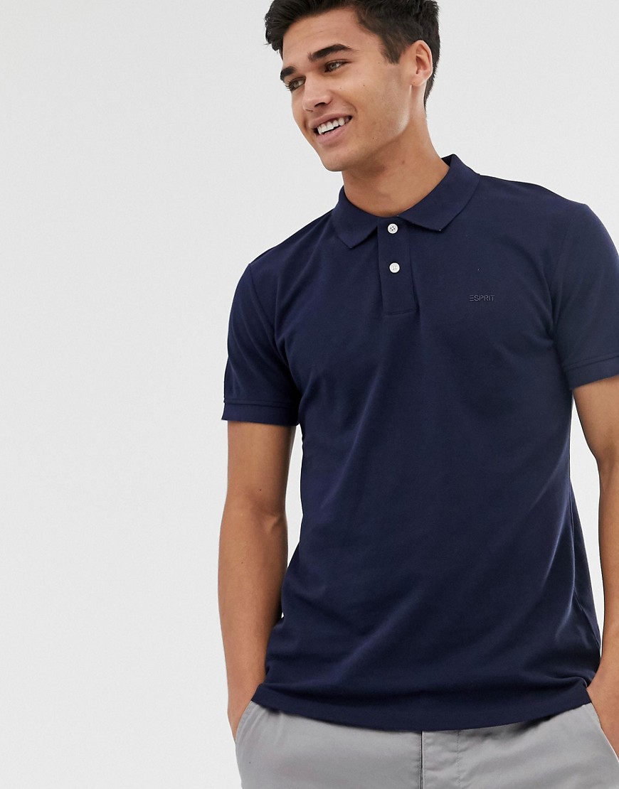 Esprit organic polo shirt in navy