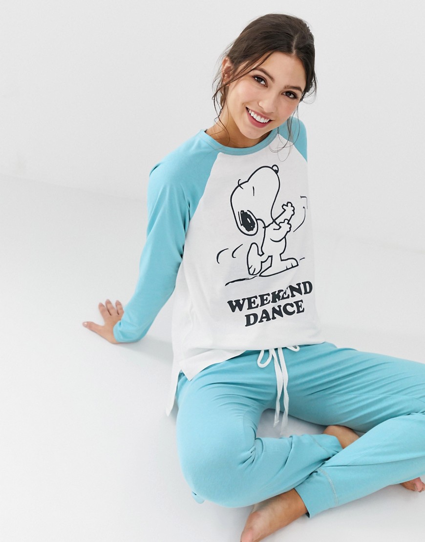 Women'secret Snoopy Weekend Dance long pyjama set in blue