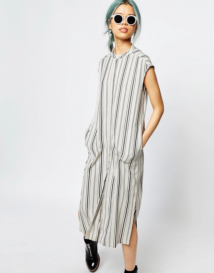 Image 1 of Monki Stripe Midi  Pocket Dress