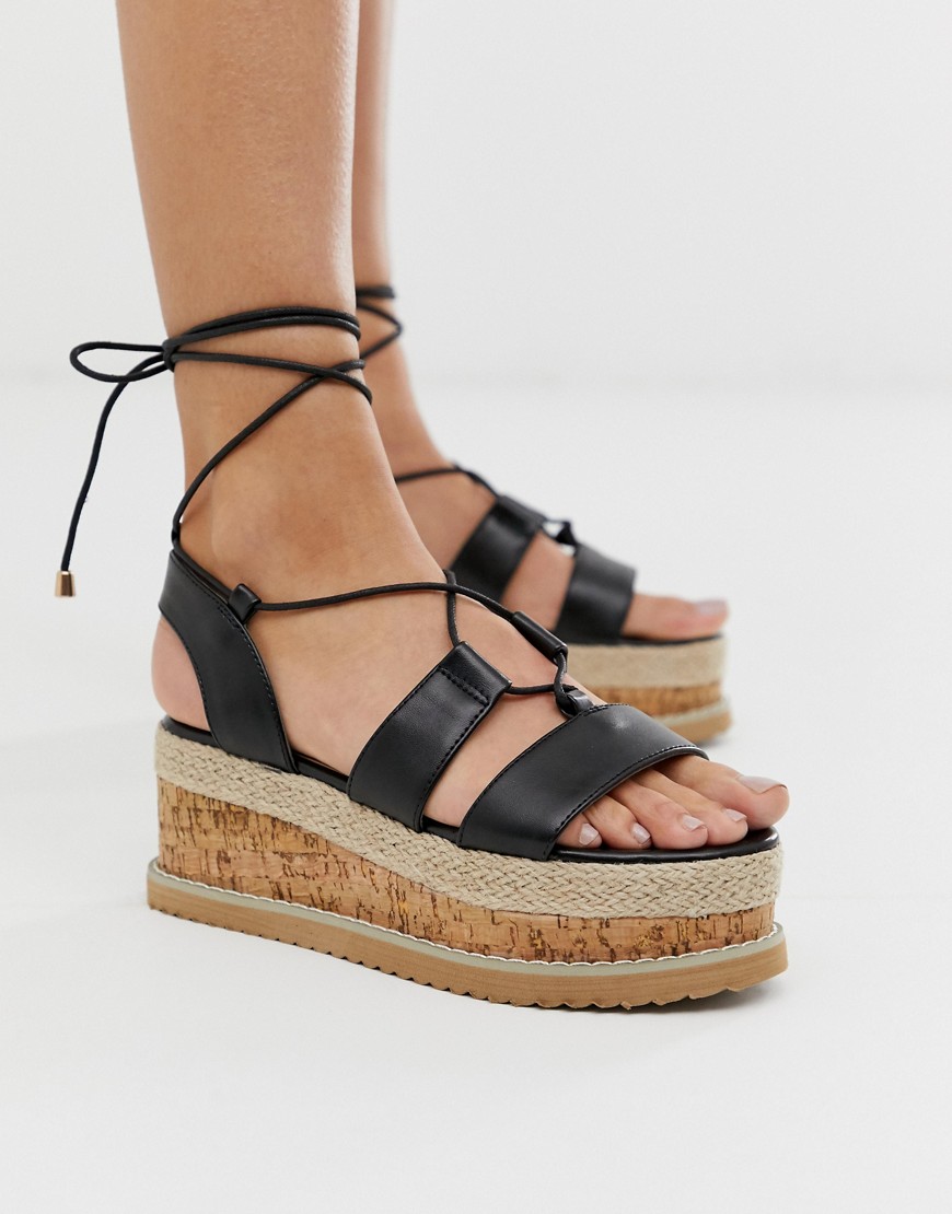 Truffle Collection lace up espadrille flatorm sandals
