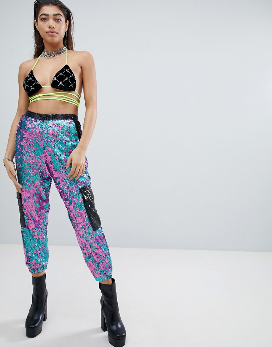 Jaded London Sequin Camo Trousers
