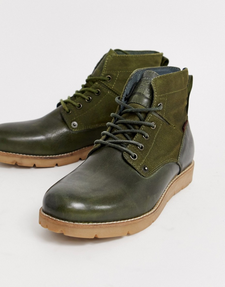 Levis Jax leather hiker boot in olive green