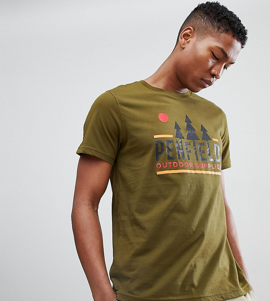 Penfield treeline logo print t-shirt in green Exclusive at ASOS