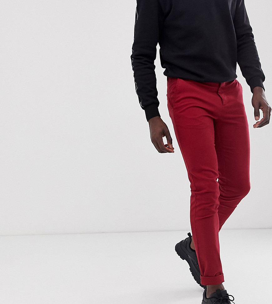 ASOS DESIGN Tall slim chinos in wine red