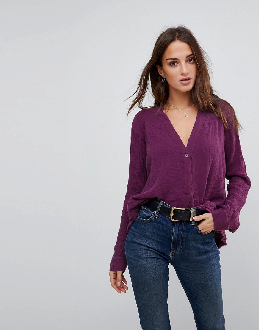 Free People Changing Horizons Relaxed Shirt - Purple