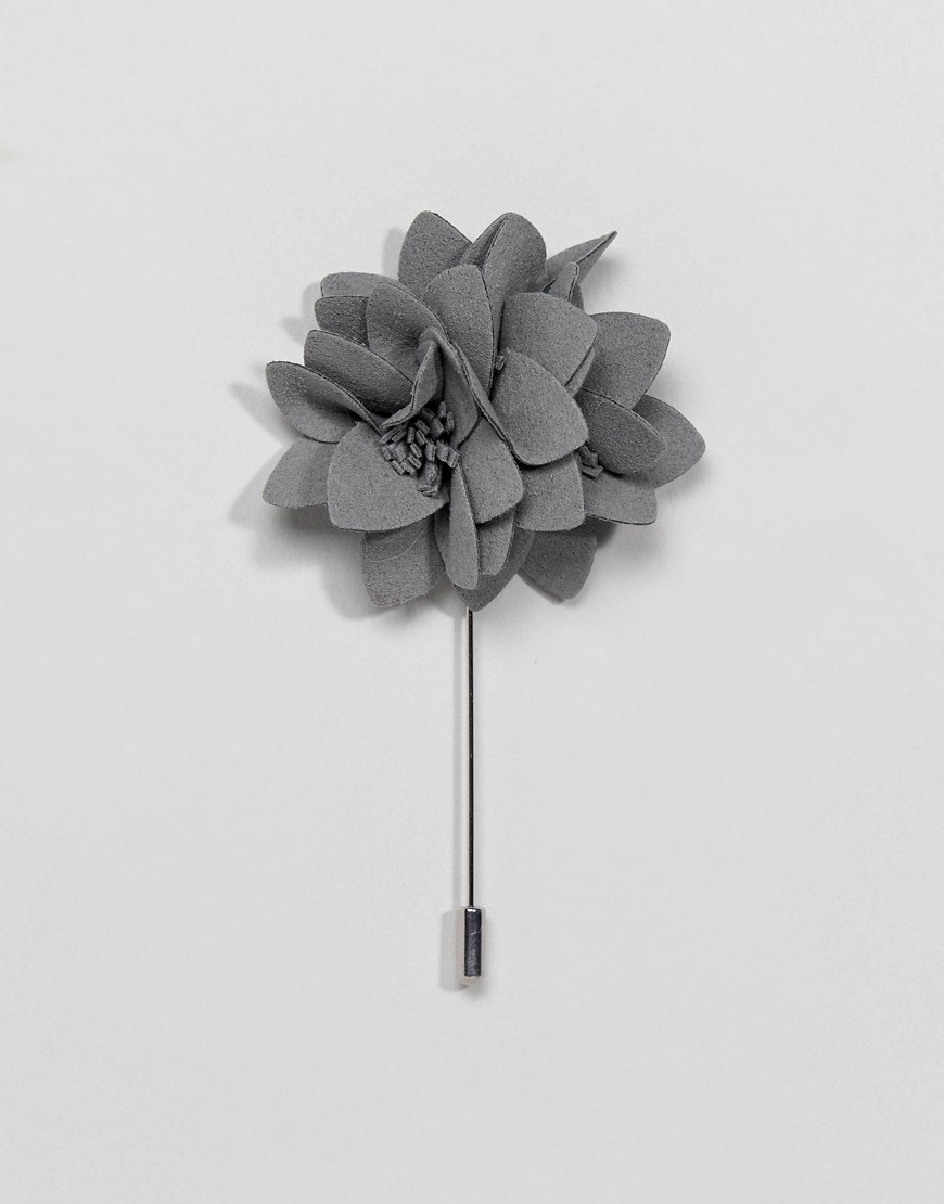 Burton Menswear Wedding Flower Tie Pin In Grey - Grey