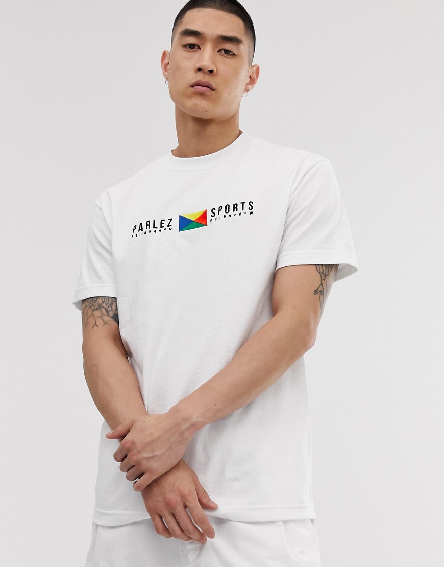 Parlez Tjalk Laurie t-shirt with embroidered flag logo in white