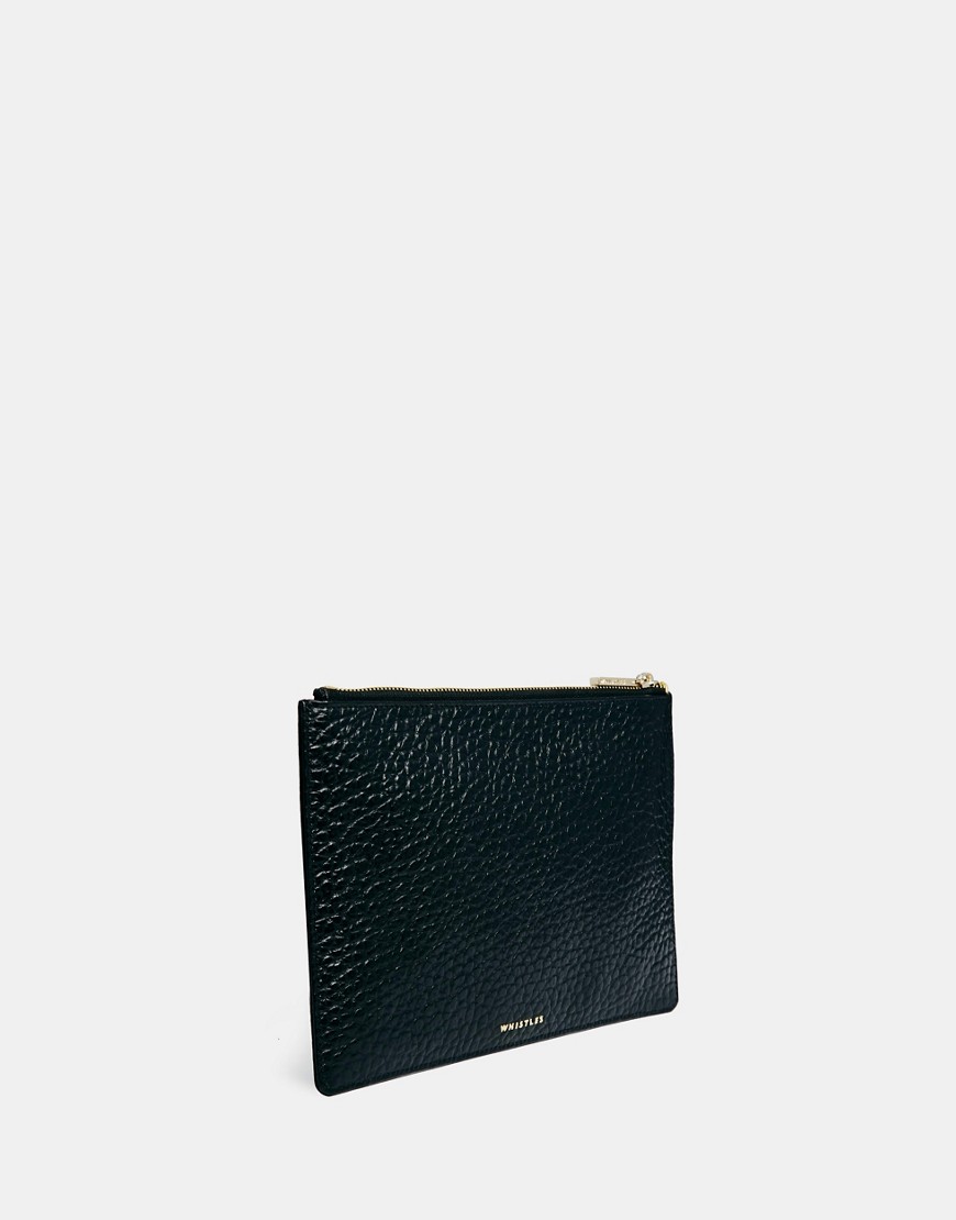 Whistles | Whistles Bubble Leather Clutch Bag in Black at ASOS