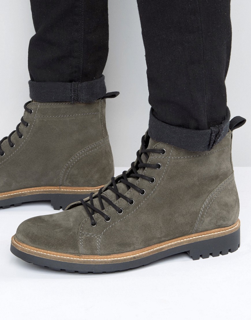 Asos lace up monkey boots in grey suede grey £33.00 | londonfashionblog.com