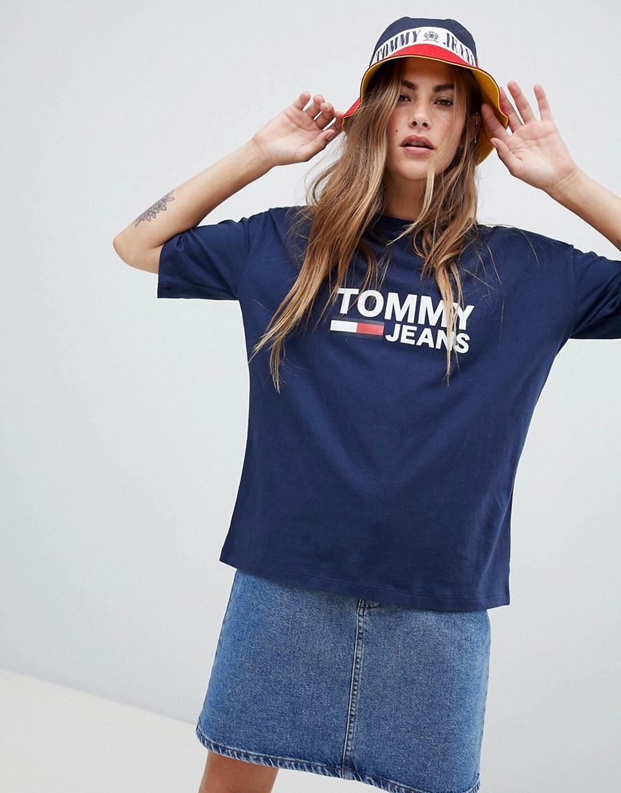 Tommy Jeans T-Shirt With Classic Flag Logo - Black iris