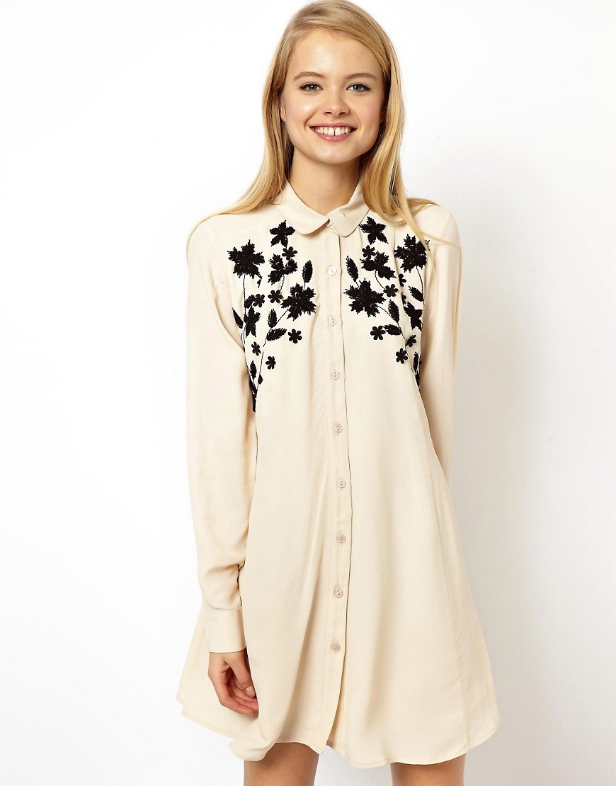 ASOS | ASOS Swing Dress With Floral Applique And Embroidery at ASOS